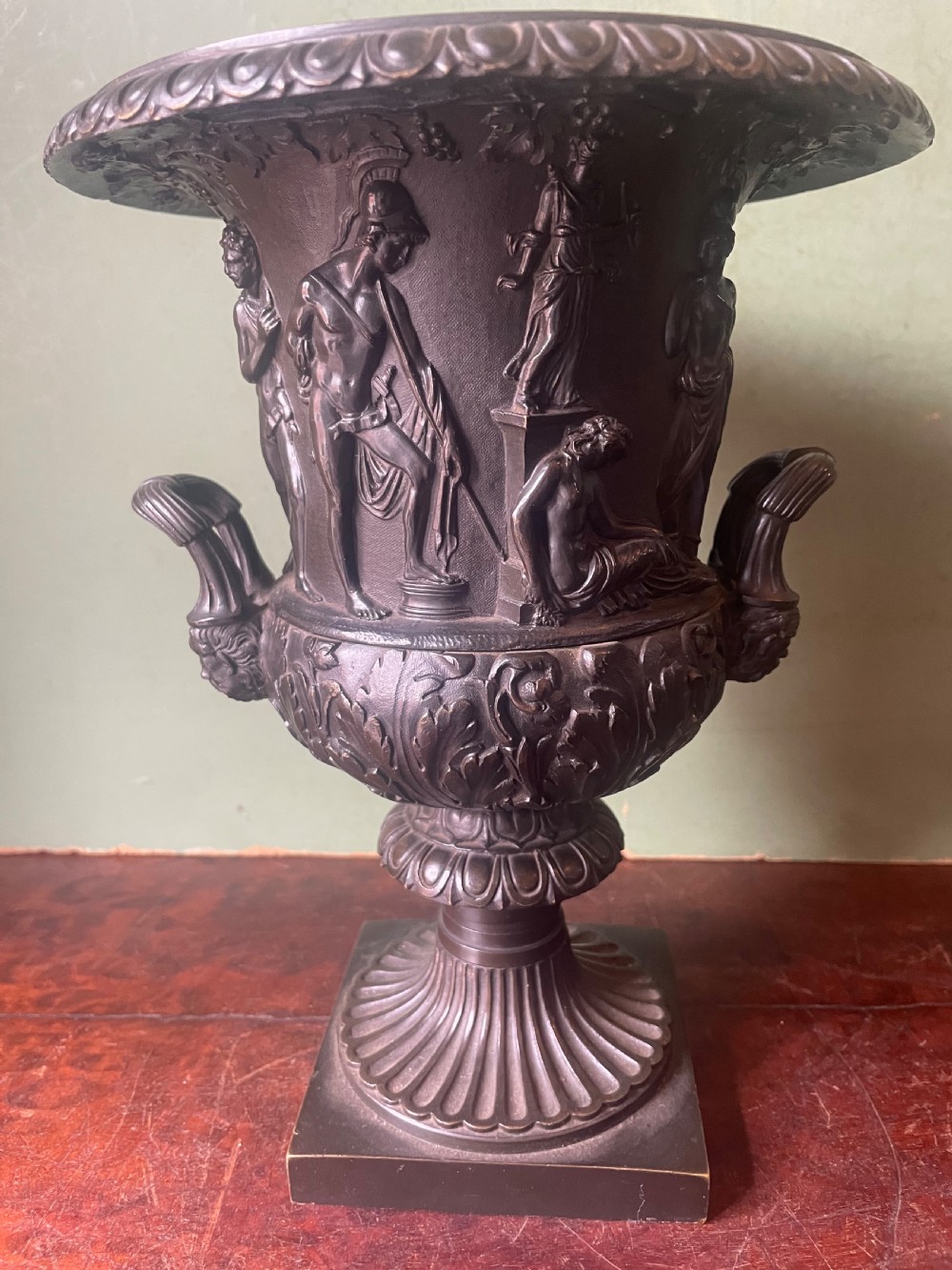 C19th Italian bronze ‘Grand Tour’ souvenir reduction , after the antique, of “The Medici Vase”.  View VI