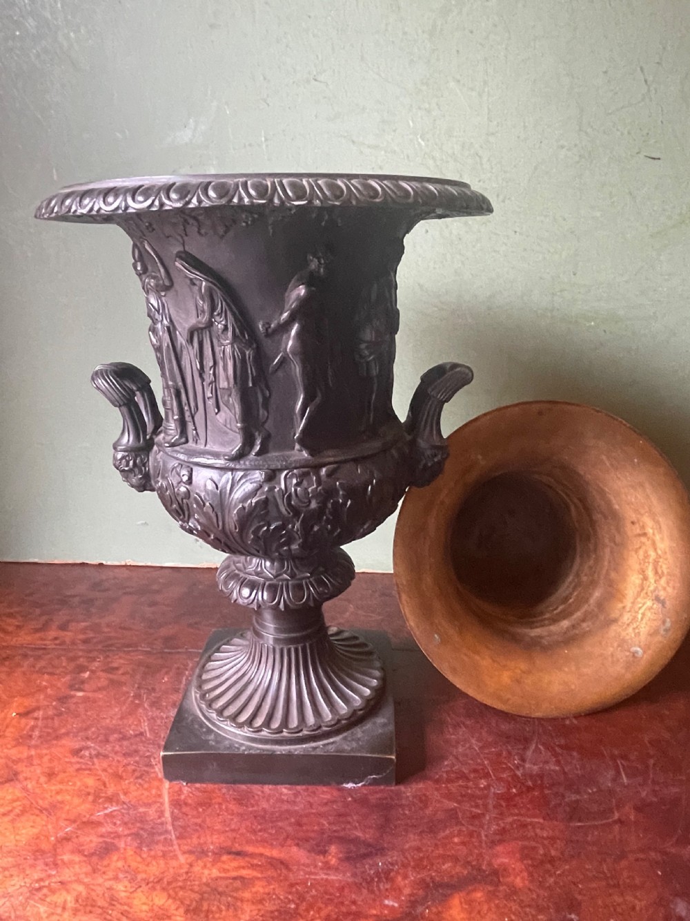 C19th Italian bronze ‘Grand Tour’ souvenir reduction , after the antique, of “The Medici Vase”.  View IX