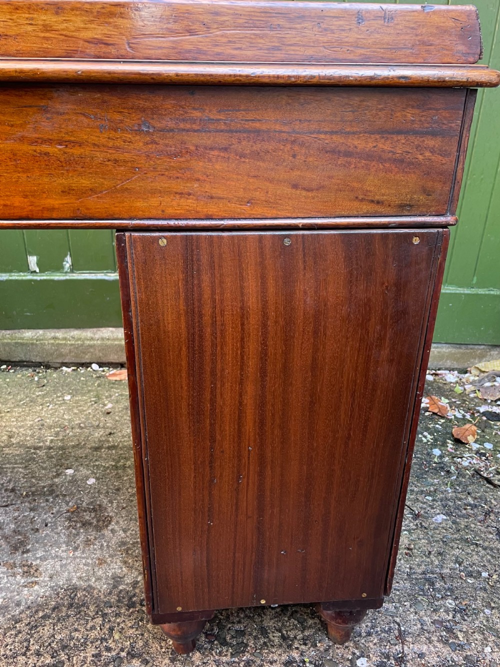 C19th mahogany naval or military campaign pedestal desk . View XIV