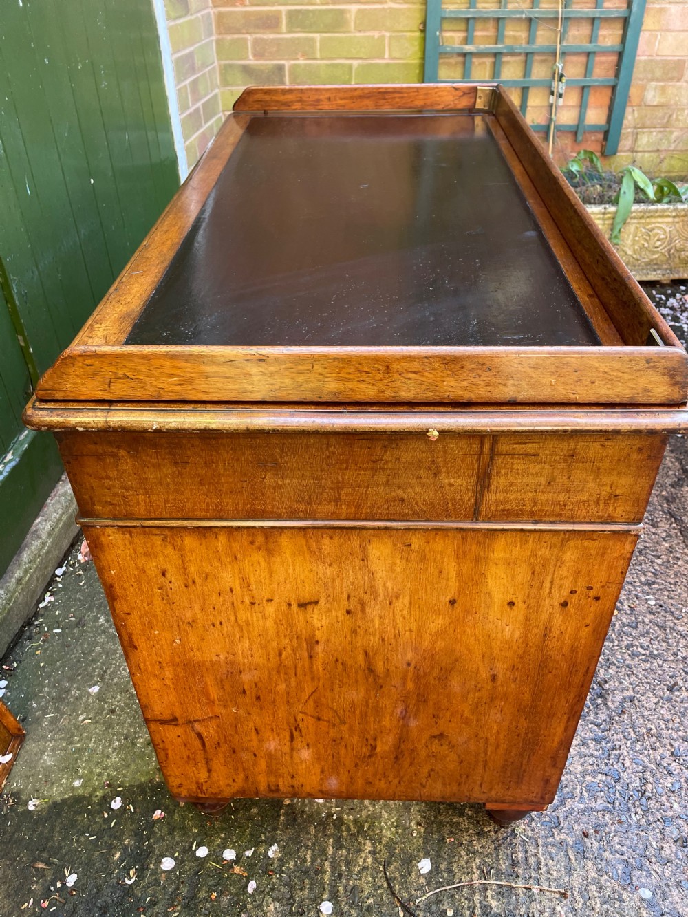 C19th mahogany naval or military campaign pedestal desk . View XV