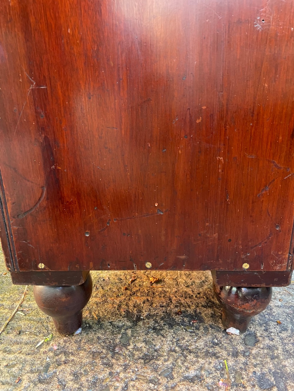 C19th mahogany naval or military campaign pedestal desk . View XVI