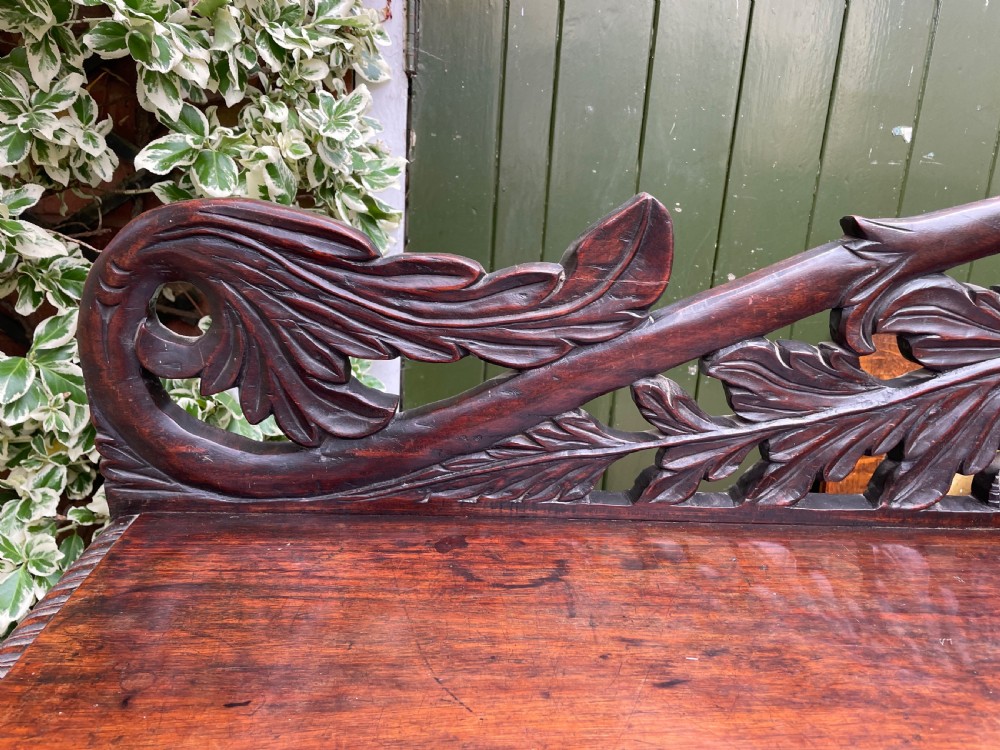C19th Anglo-Indian carved padauk pedestal sideboard. View XIV