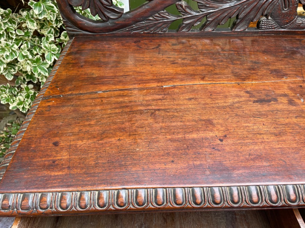C19th Anglo-Indian carved padauk pedestal sideboard. View XV