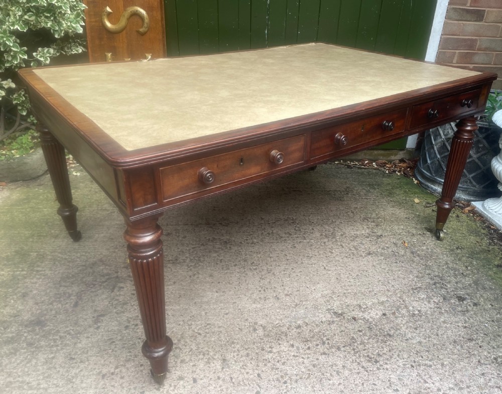 Fine quality early C19th Regency period mahogany 6-drawer ‘partners’ writing or library table . View VIII