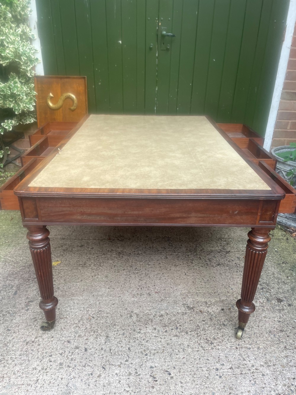 Fine quality early C19th Regency period mahogany 6-drawer ‘partners’ writing or library table . View IX