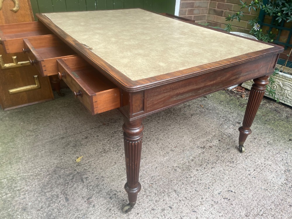 Fine quality early C19th Regency period mahogany 6-drawer ‘partners’ writing or library table . View X