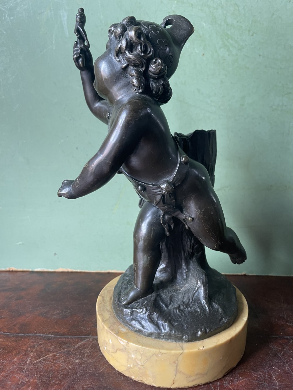 Pair of early C19th French bronze allegorical sculptures of cherubs , emblematic of music and comedy after Clodion.
 View XXIII