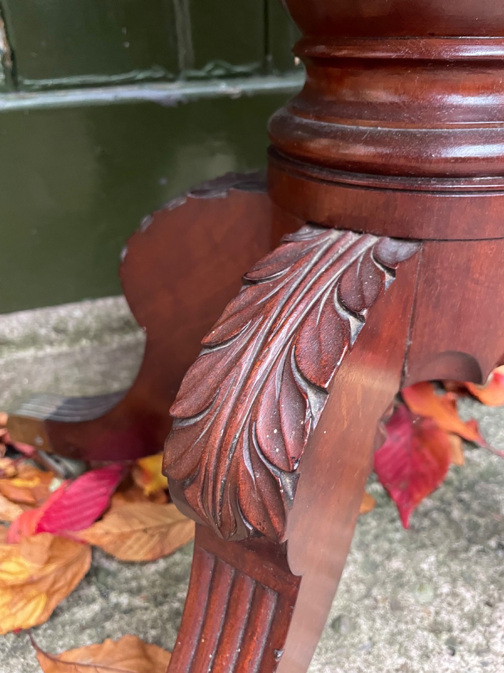 Early C19th Regency period Irish carved mahogany cellarette. View XVIII
