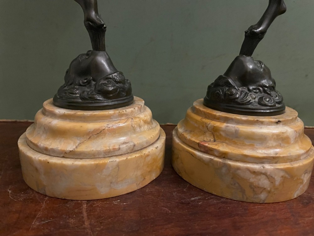 Pair of finely cast C19th ‘Grand Tour’ souvenir classical bronze statuettes of “Mercury” and “Fortuna” , after Giambologna. View VII