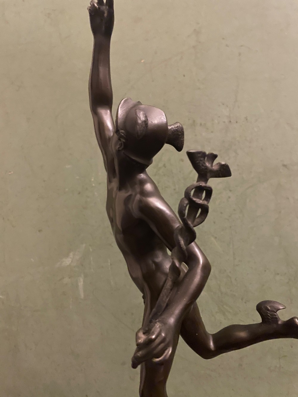 Pair of finely cast C19th ‘Grand Tour’ souvenir classical bronze statuettes of “Mercury” and “Fortuna” , after Giambologna. View VIII