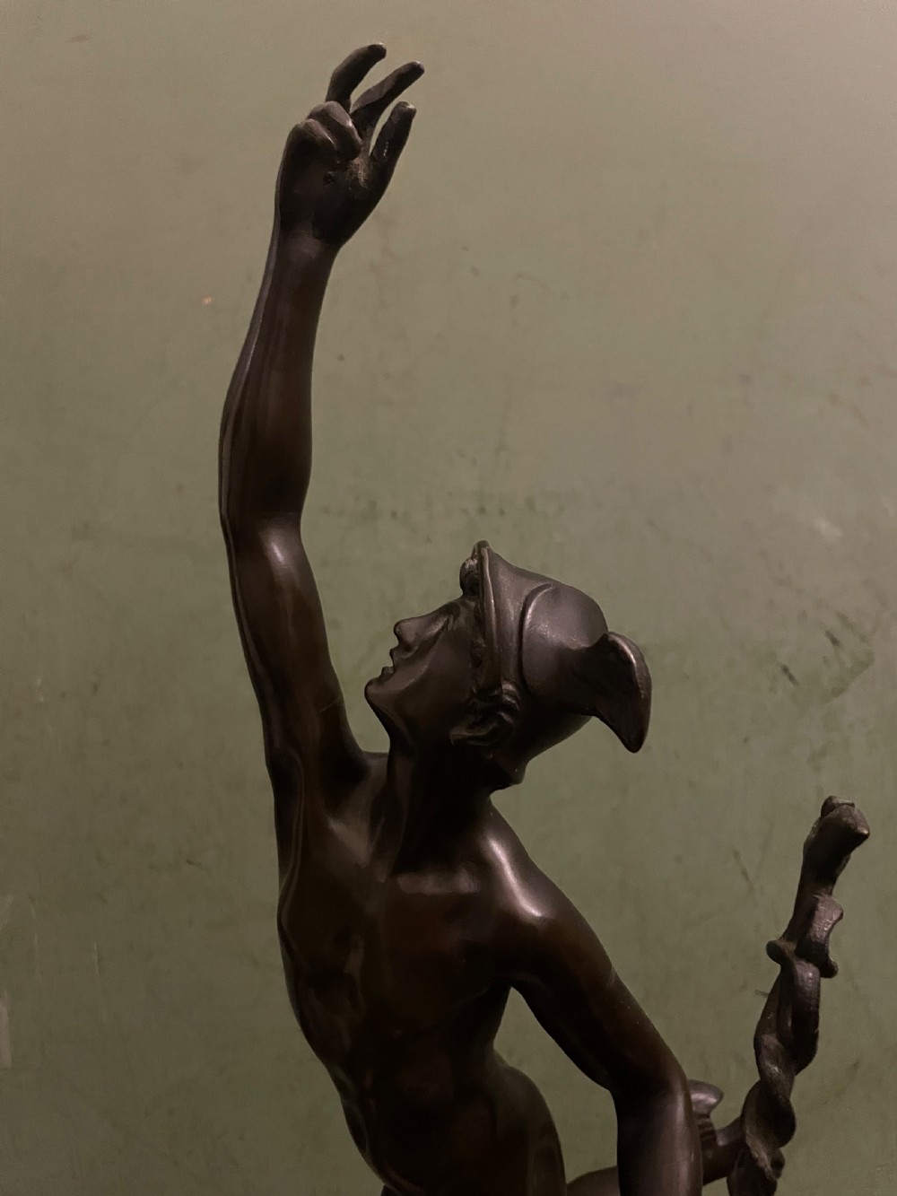 Pair of finely cast C19th ‘Grand Tour’ souvenir classical bronze statuettes of “Mercury” and “Fortuna” , after Giambologna. View XXI