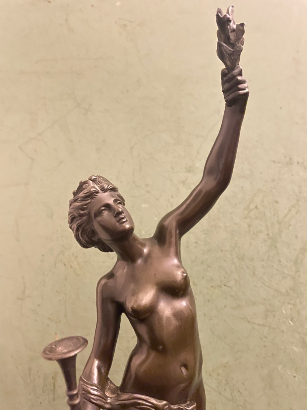 Pair of finely cast C19th ‘Grand Tour’ souvenir classical bronze statuettes of “Mercury” and “Fortuna” , after Giambologna. View XXV