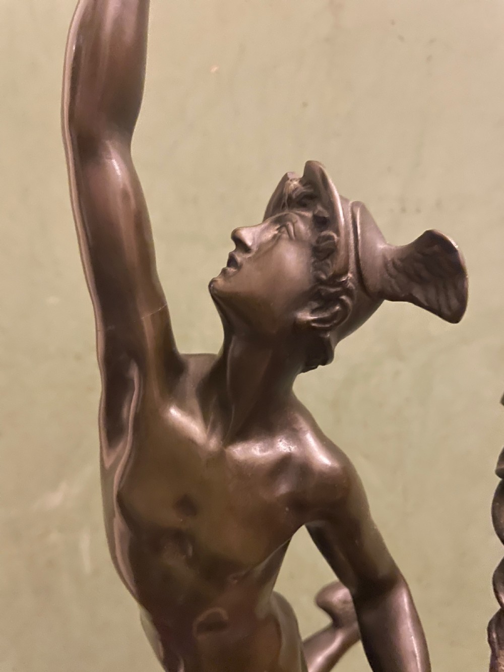 Pair of finely cast C19th ‘Grand Tour’ souvenir classical bronze statuettes of “Mercury” and “Fortuna” , after Giambologna. View XXVI