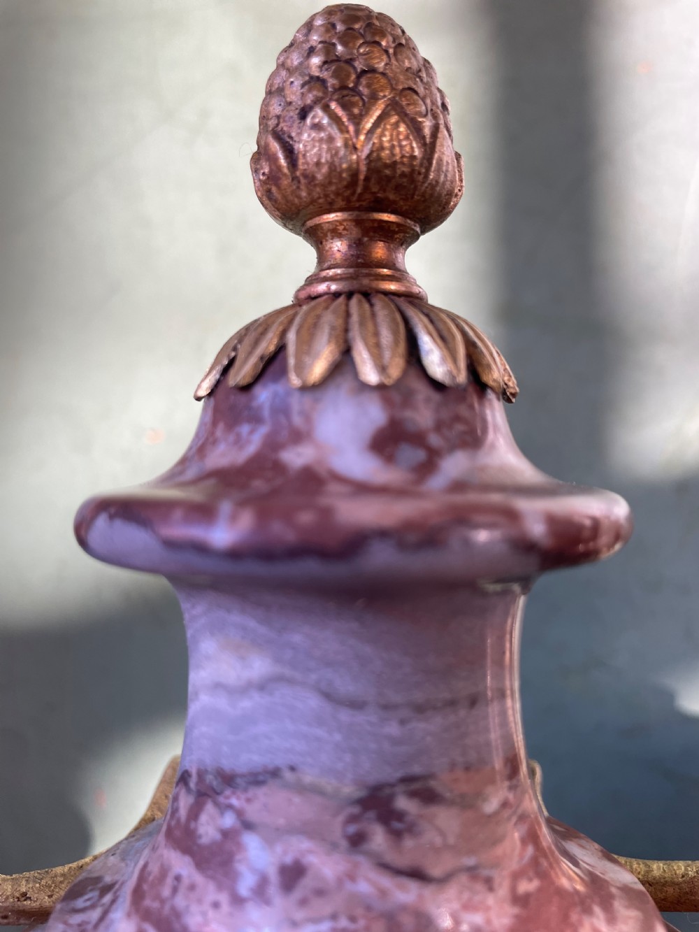 Superior quality pair of late C19th/ early C20th French ormolu-mounted marble vases or cassolettes in the Louis XVI taste. View X