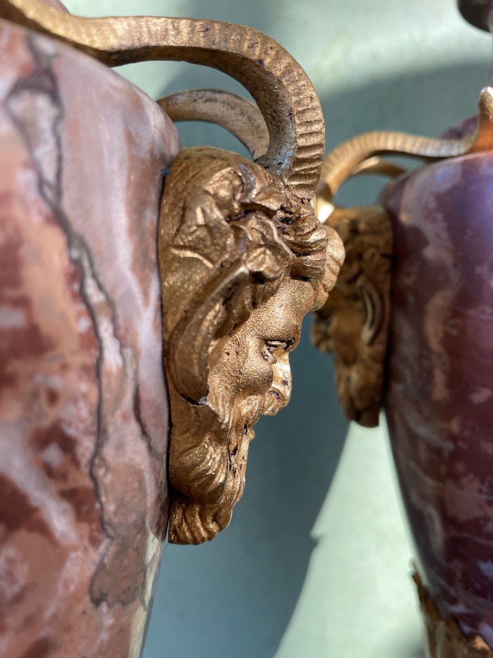 Superior quality pair of late C19th/ early C20th French ormolu-mounted marble vases or cassolettes in the Louis XVI taste. View XI