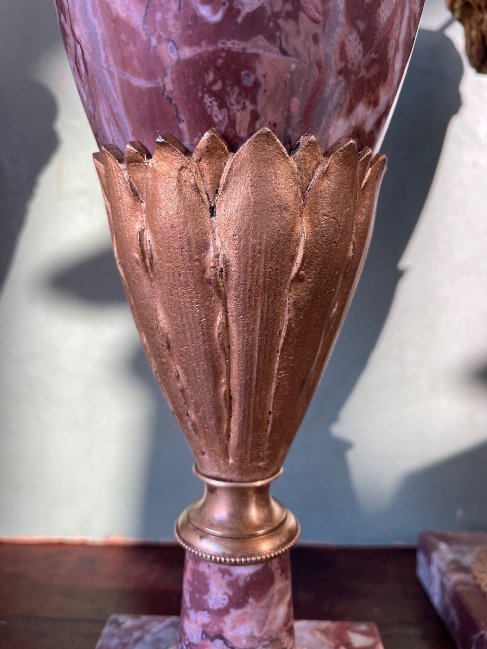 Superior quality pair of late C19th/ early C20th French ormolu-mounted marble vases or cassolettes in the Louis XVI taste. View XIII