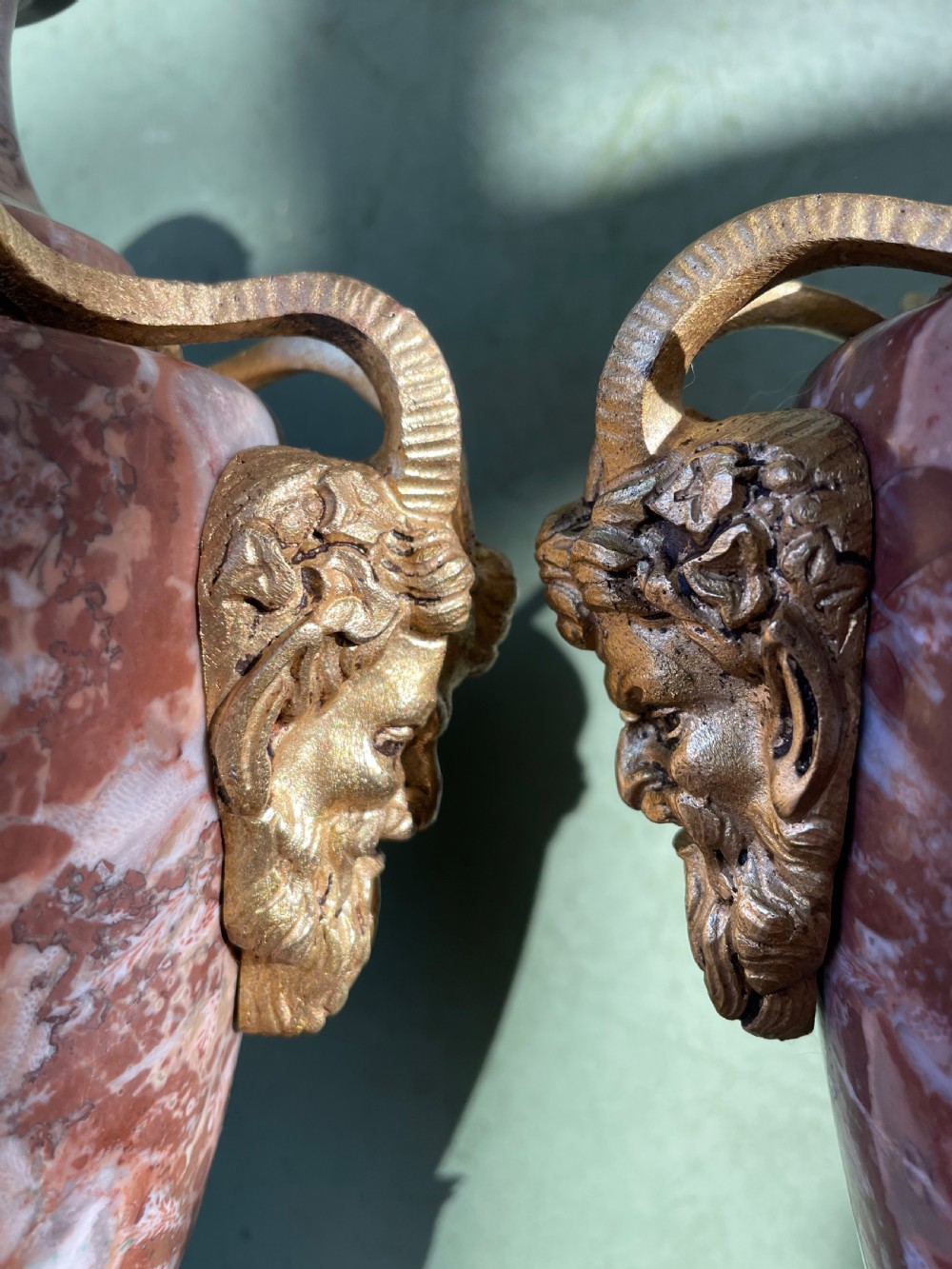 Superior quality pair of late C19th/ early C20th French ormolu-mounted marble vases or cassolettes in the Louis XVI taste. View XV