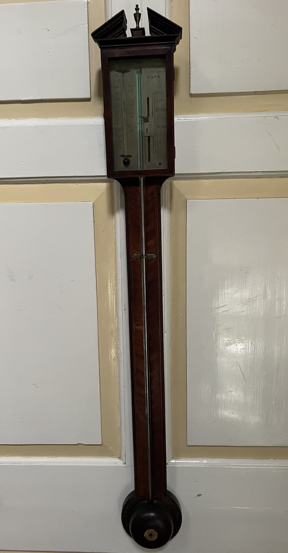 Late C18th George III mahogany ‘stick’ barometer by Fasana of Bath .