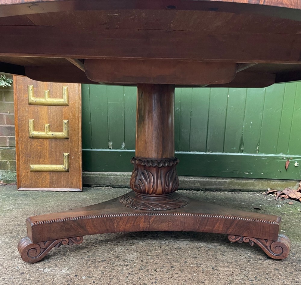 Large early C19th George IV period 60” diameter rosewood dining or centre table .  View VII