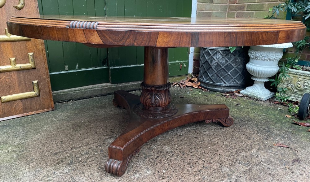 Large early C19th George IV period 60” diameter rosewood dining or centre table .  View XI