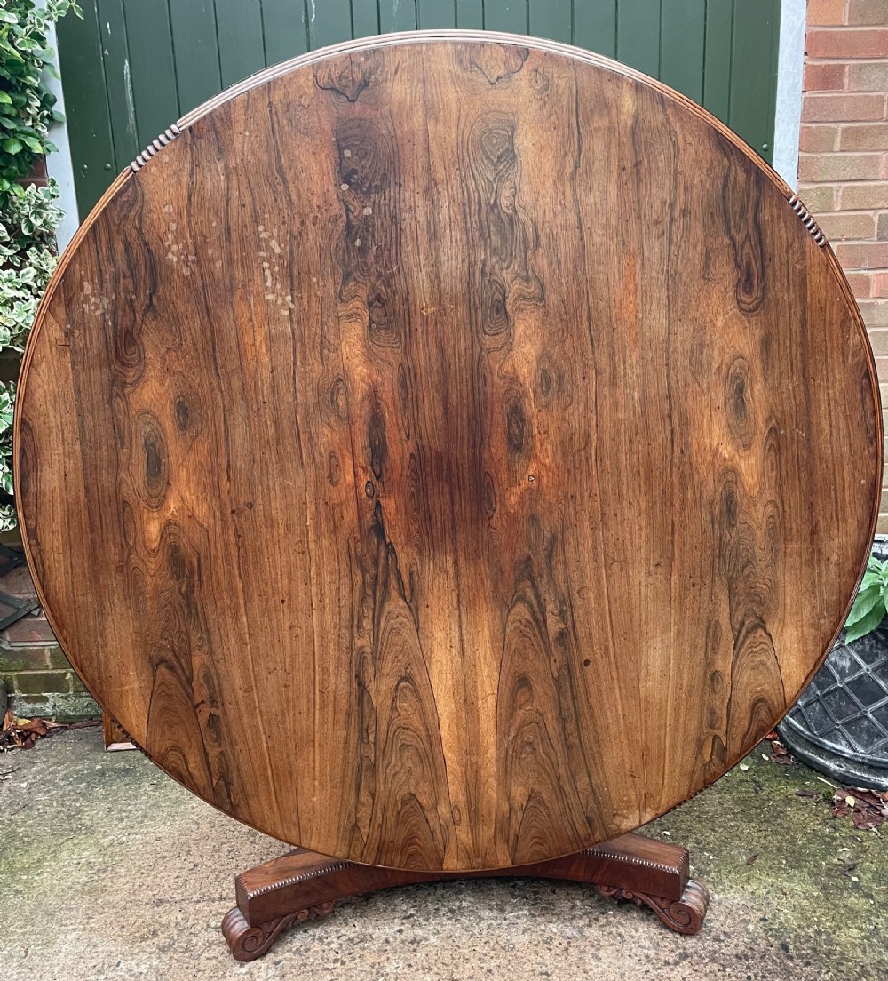 Large early C19th George IV period 60” diameter rosewood dining or centre table .  View XIII