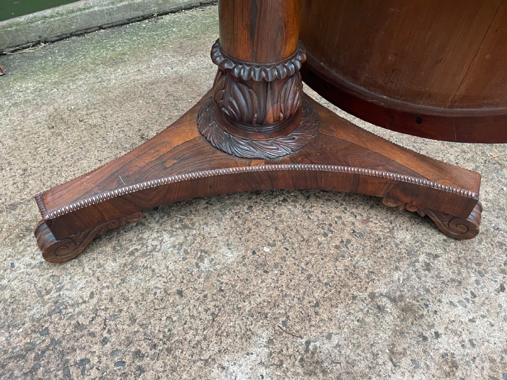 Large early C19th George IV period 60” diameter rosewood dining or centre table .  View XIX