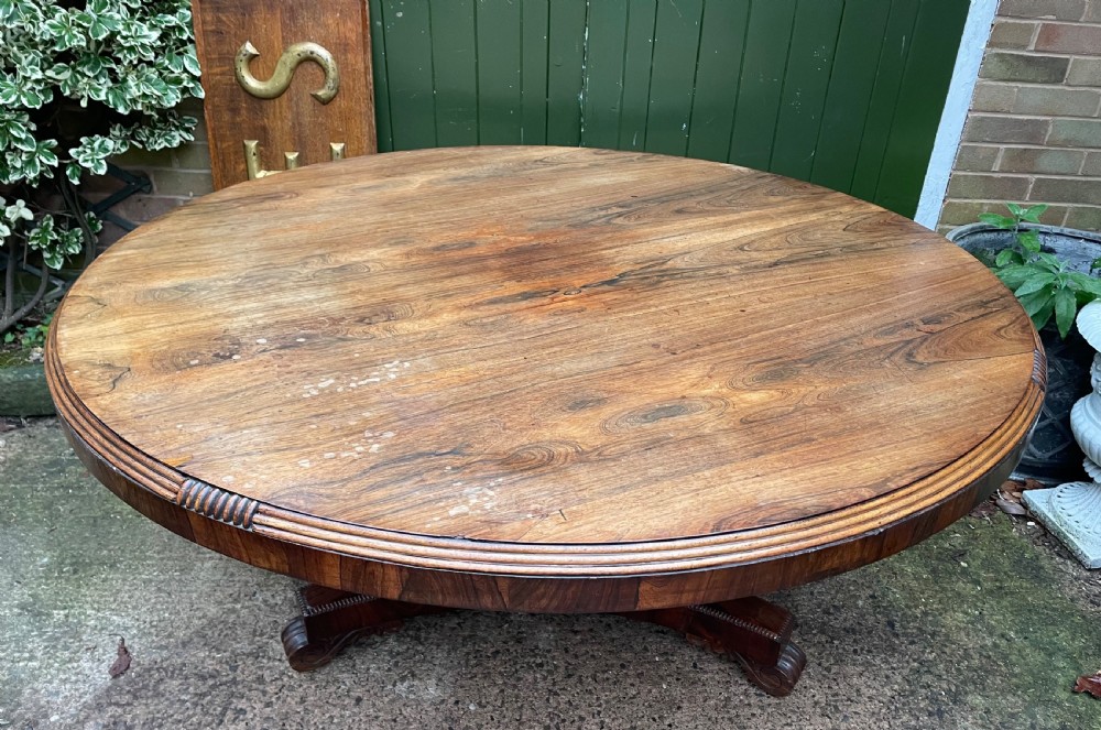 Large early C19th George IV period 60” diameter rosewood dining or centre table .  View XXV