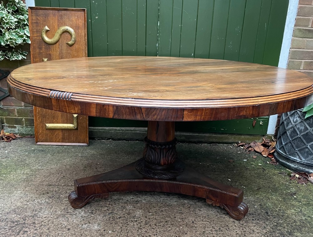 Large early C19th George IV period 60” diameter rosewood dining or centre table .  View XXVII