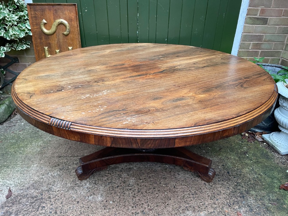 Large early C19th George IV period 60” diameter rosewood dining or centre table .  View XXVIII