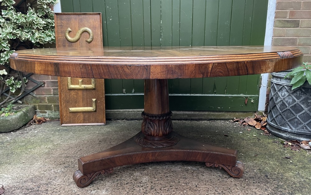 Large early C19th George IV period 60” diameter rosewood dining or centre table .  View XII