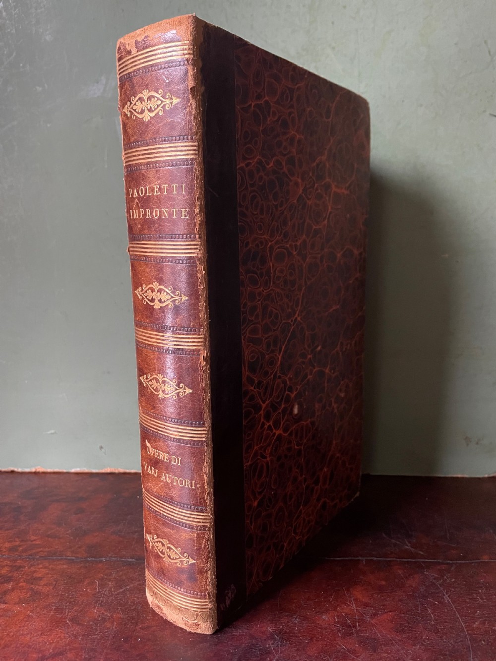 Mid C19th Italian ‘Grand Tour’ souvenir double-sided faux book containing a selection of various plaster intaglios by Paoletti.