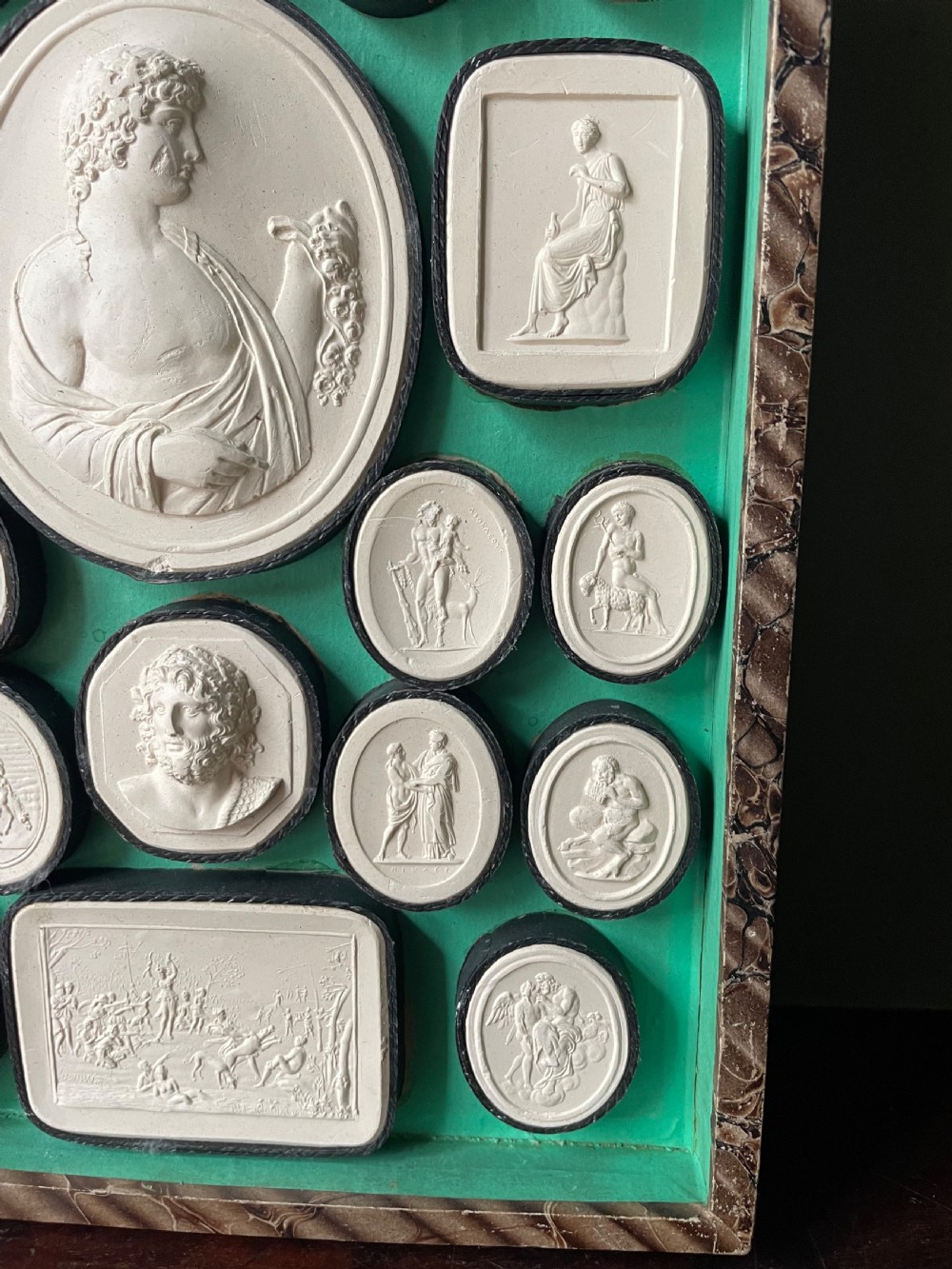 Mid C19th Italian ‘Grand Tour’ souvenir double-sided faux book containing a selection of various plaster intaglios by Paoletti. View IV