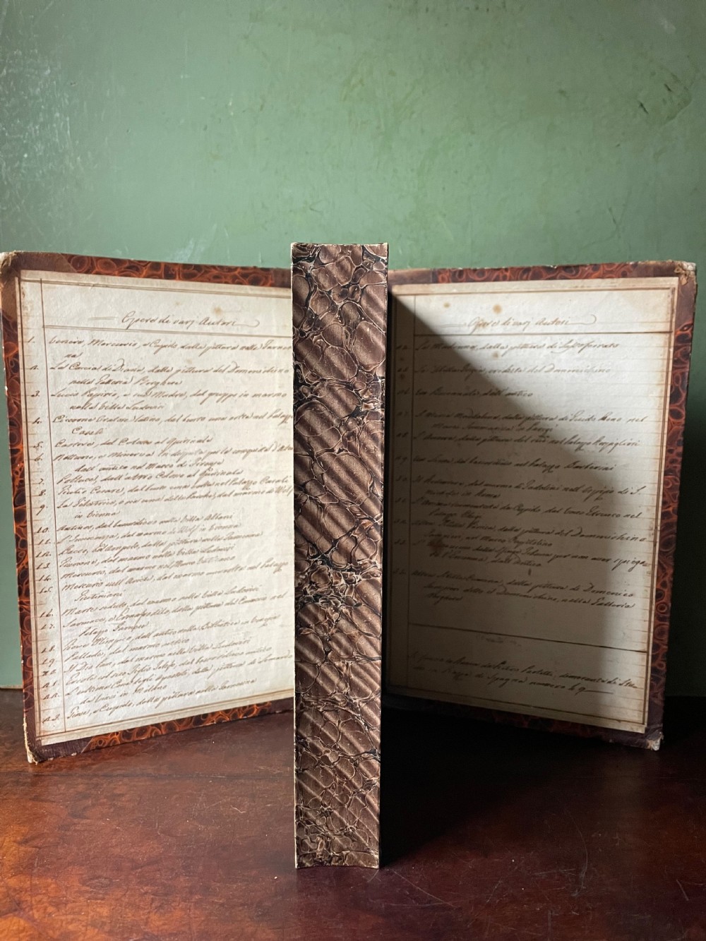 Mid C19th Italian ‘Grand Tour’ souvenir double-sided faux book containing a selection of various plaster intaglios by Paoletti. View VIII