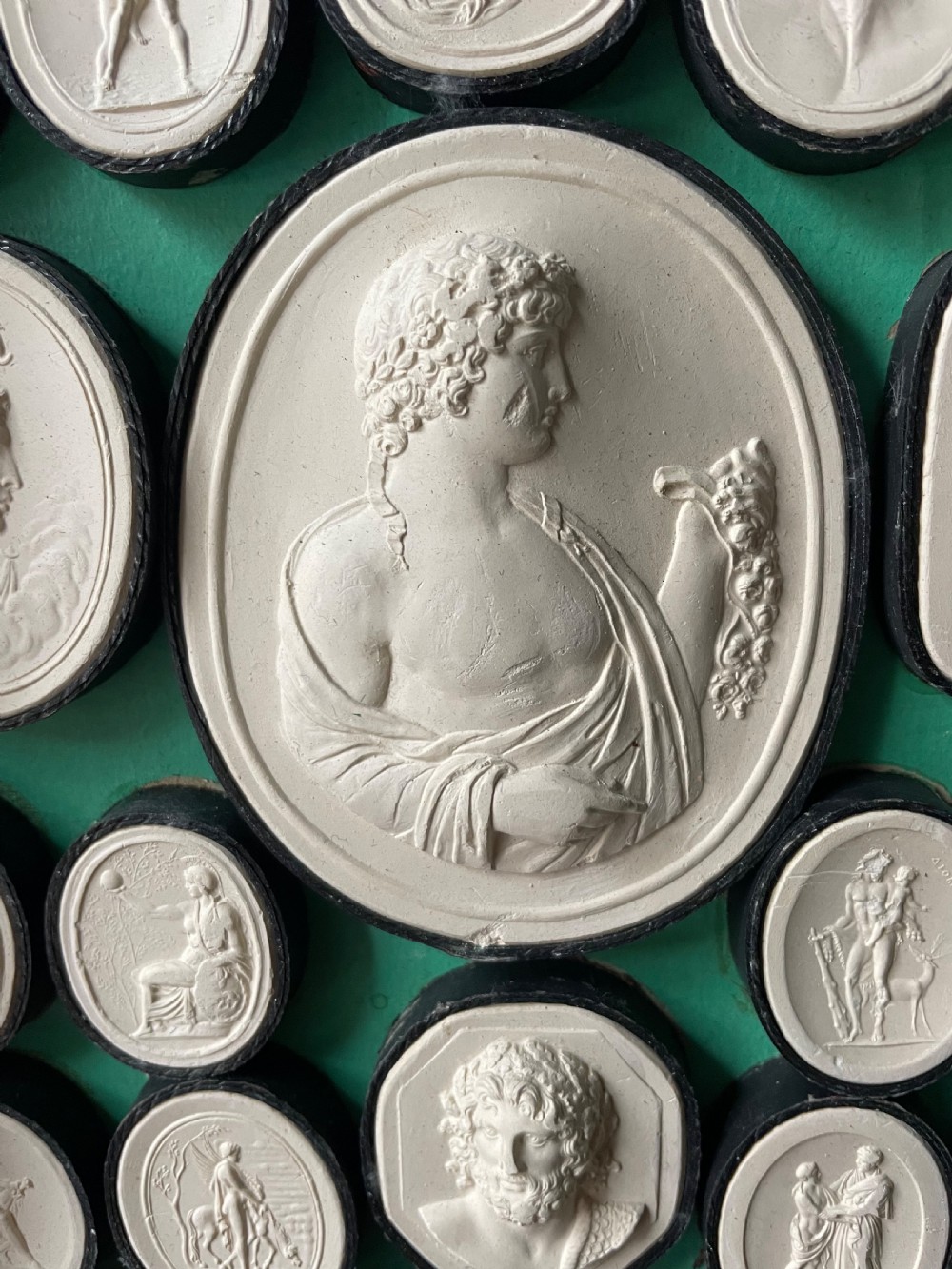 Mid C19th Italian ‘Grand Tour’ souvenir double-sided faux book containing a selection of various plaster intaglios by Paoletti. View XIV