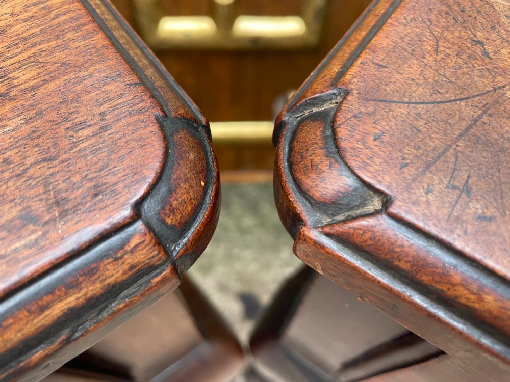 Rare ‘matched’ pair of mid C18th George II period mahogany cabriole-leg low-boys . View III