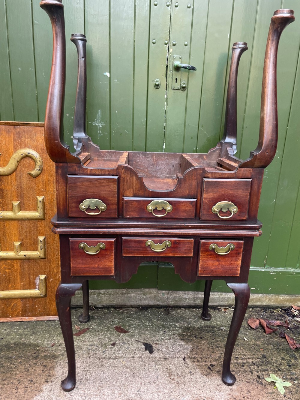 Rare ‘matched’ pair of mid C18th George II period mahogany cabriole-leg low-boys . View VII