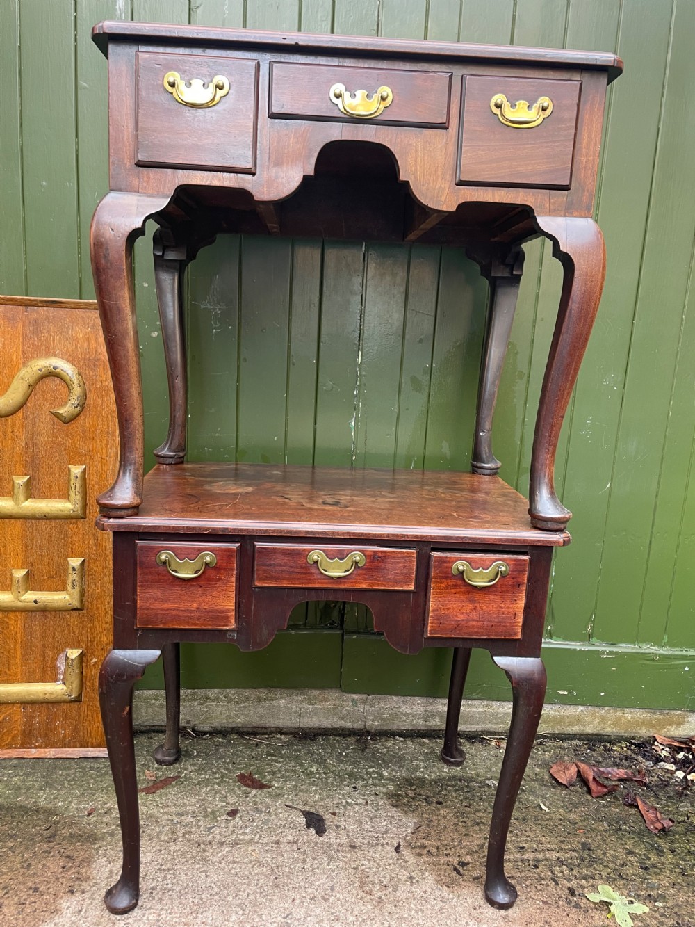 Rare ‘matched’ pair of mid C18th George II period mahogany cabriole-leg low-boys . View VIII