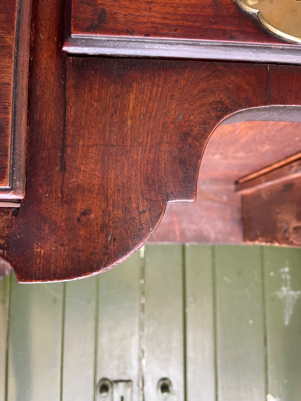 Rare ‘matched’ pair of mid C18th George II period mahogany cabriole-leg low-boys . View X