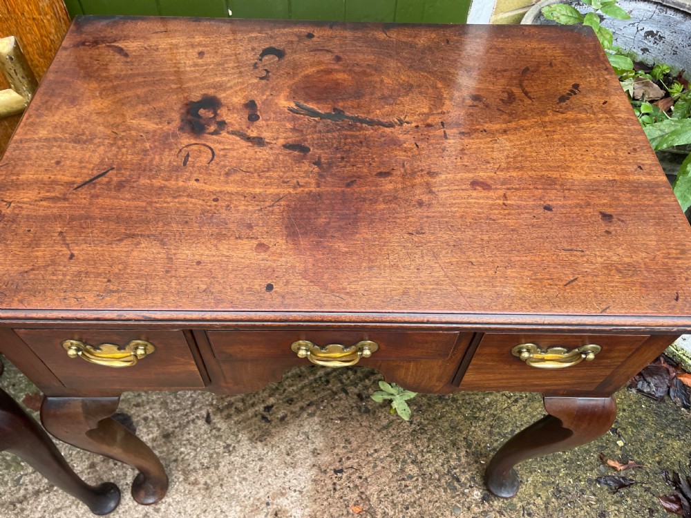 Rare ‘matched’ pair of mid C18th George II period mahogany cabriole-leg low-boys . View XV