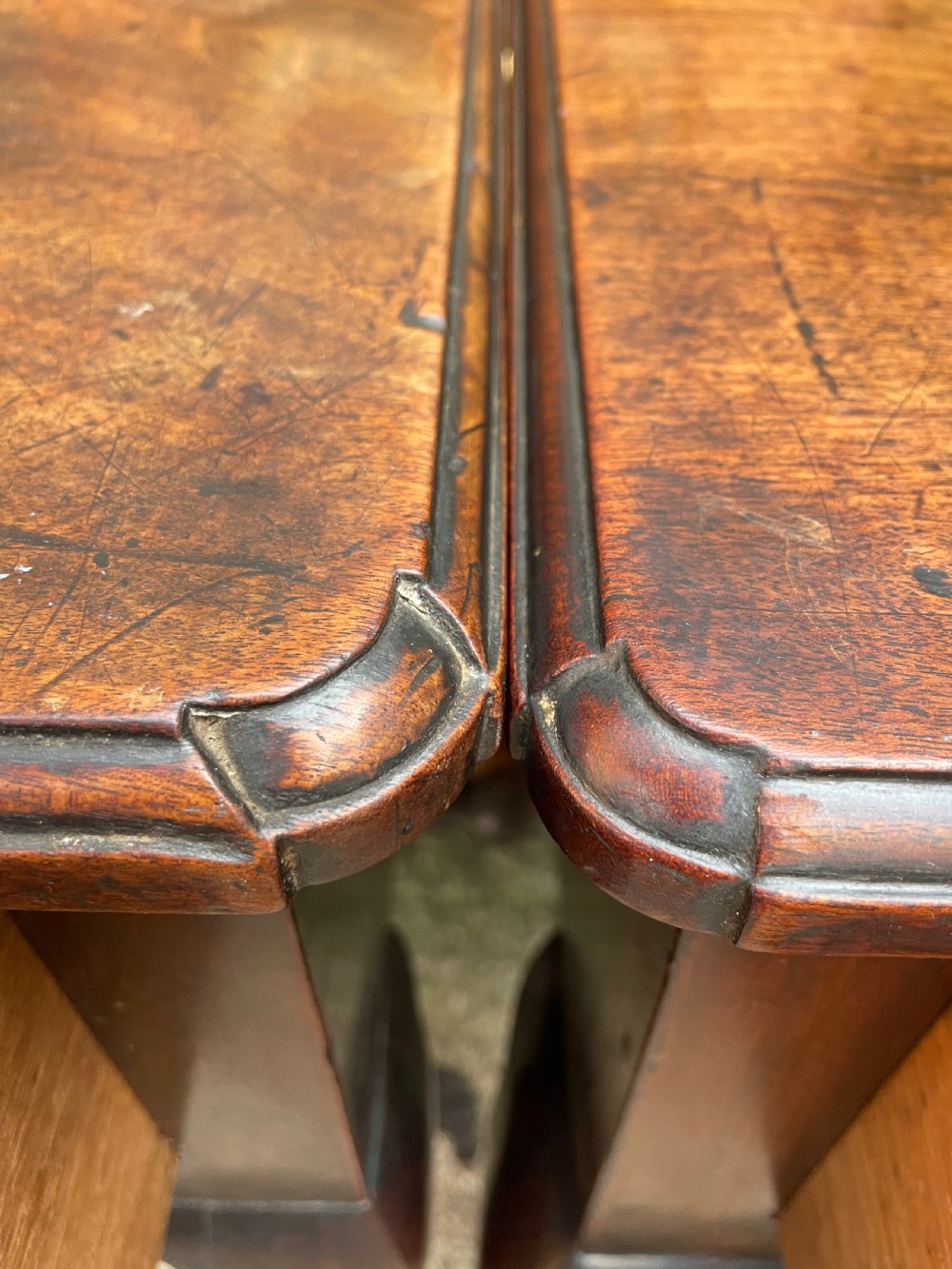 Rare ‘matched’ pair of mid C18th George II period mahogany cabriole-leg low-boys . View XXIII