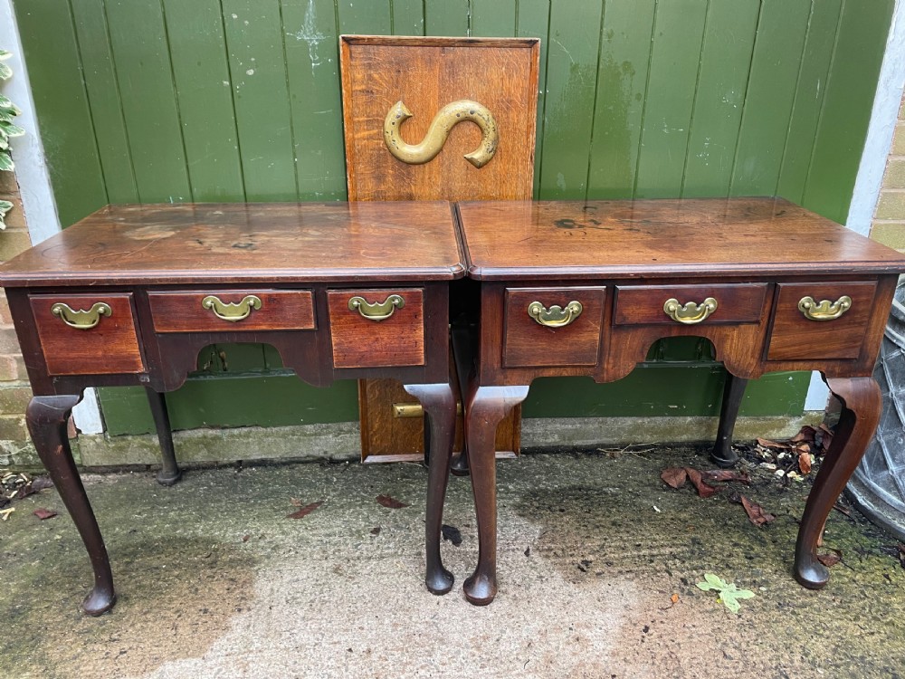 Rare ‘matched’ pair of mid C18th George II period mahogany cabriole-leg low-boys . View XXIV