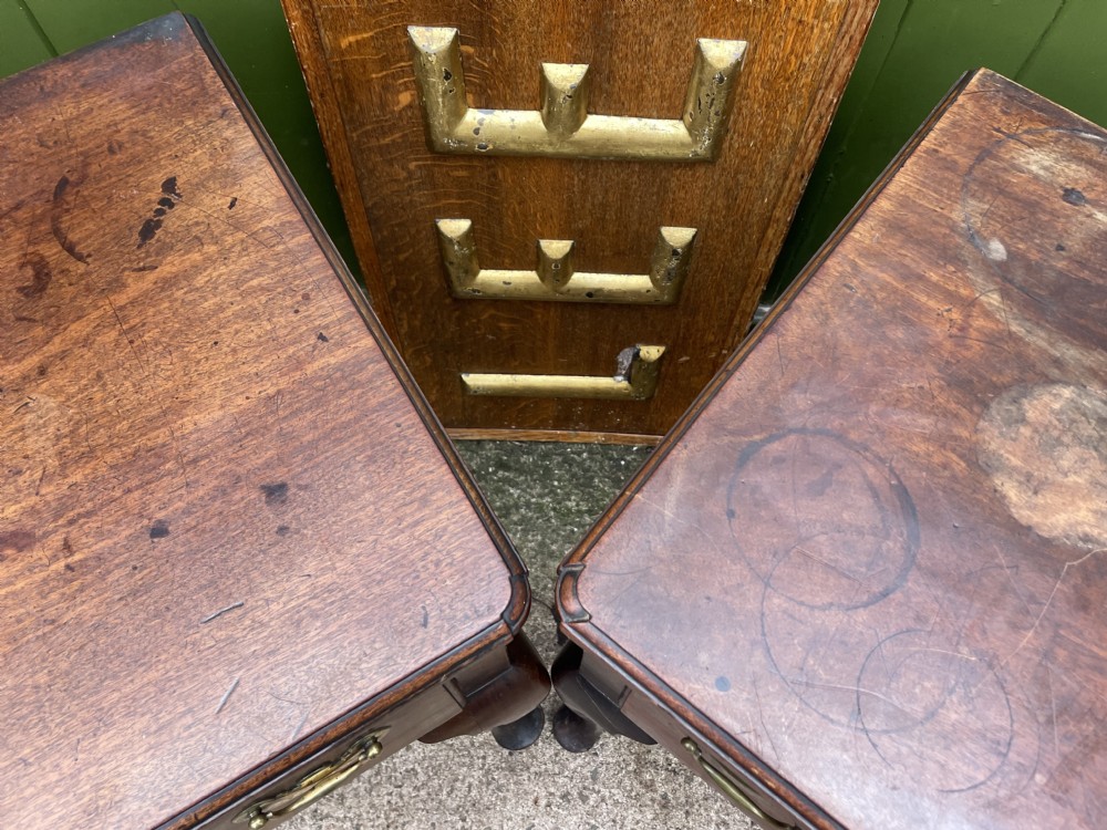 Rare ‘matched’ pair of mid C18th George II period mahogany cabriole-leg low-boys . View V