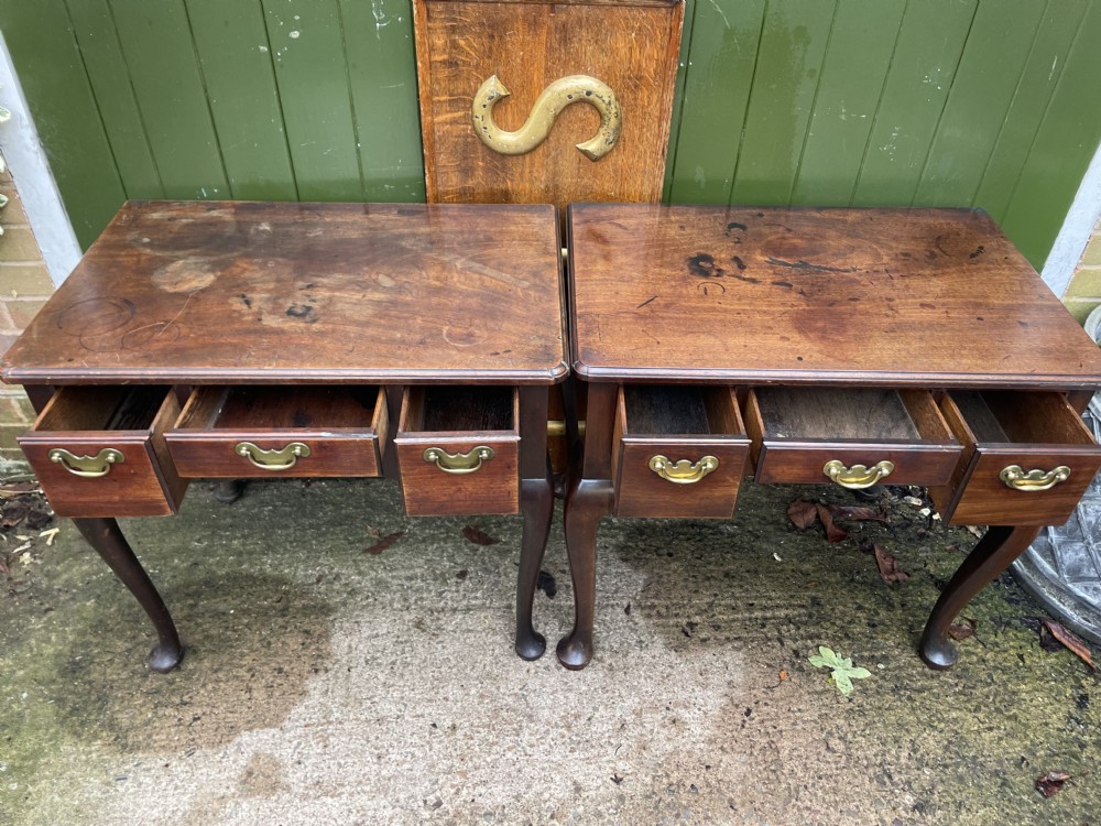 Rare ‘matched’ pair of mid C18th George II period mahogany cabriole-leg low-boys . View XXVI