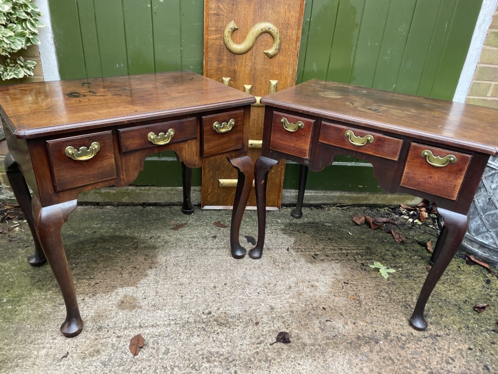 Rare ‘matched’ pair of mid C18th George II period mahogany cabriole-leg low-boys . View XXVII
