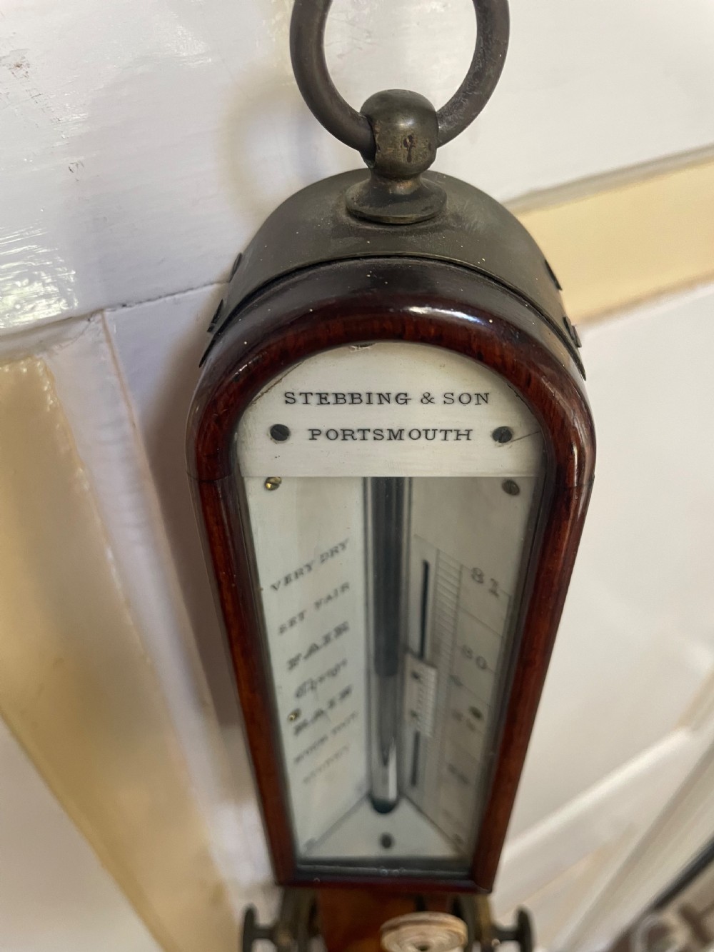 Early C19th rosewood-cased brass-mounted marine ‘stick’ barometer signed by Stebbing & Son of Portsmouth  View VII