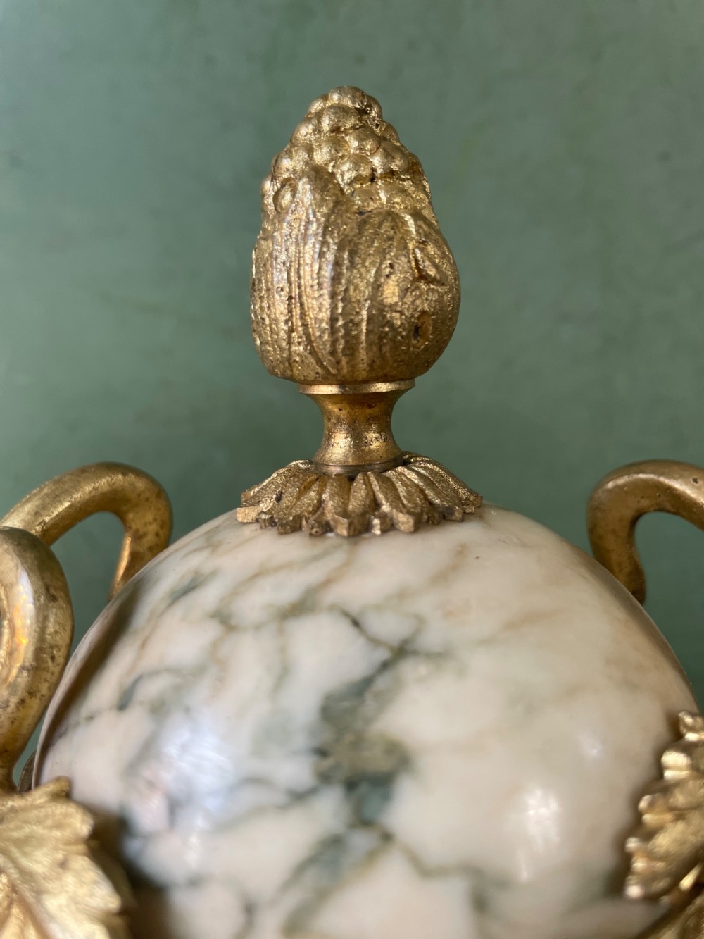 Pair late C19th/ early C20th French ormolu-mounted ‘Cippolino’ marble vases . View XI