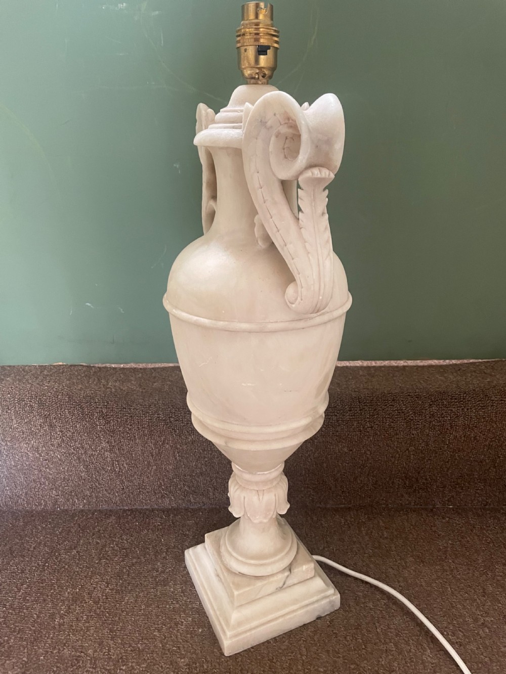 Large late C19th/ early C20th Italian carved alabaster lamp . View IV