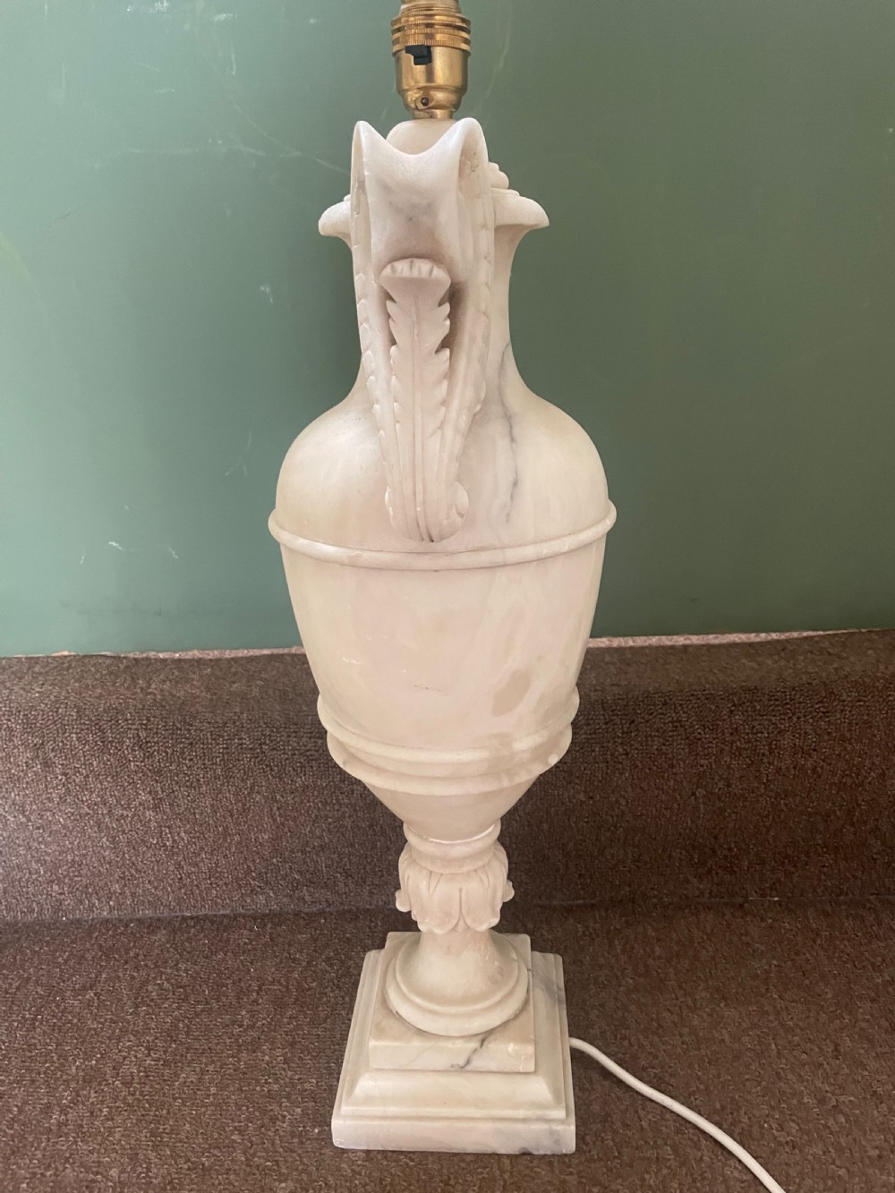 Large late C19th/ early C20th Italian carved alabaster lamp . View V