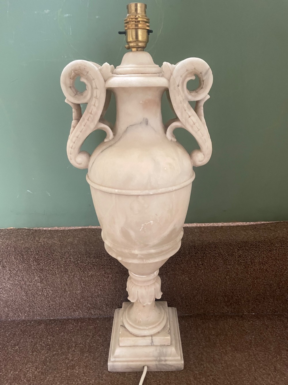 Large late C19th/ early C20th Italian carved alabaster lamp . View VIII