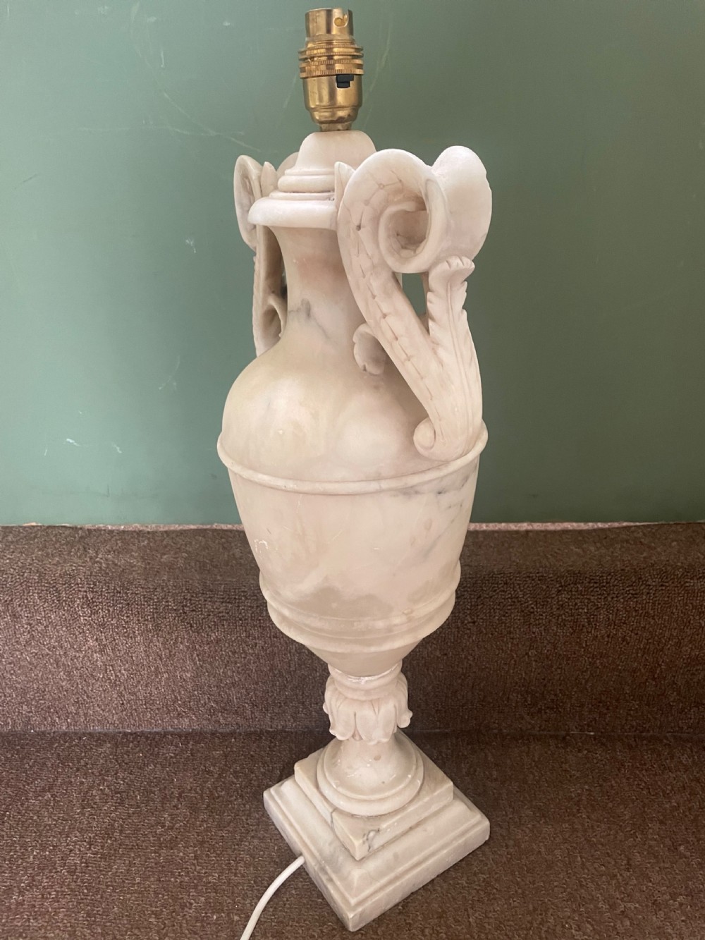 Large late C19th/ early C20th Italian carved alabaster lamp . View XII